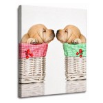 Cadre en toile chiots Labrador dans des paniers 30 x 40 cm