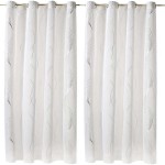 Voilage blanc vague argente 240 x 135 cm