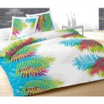Housse de couette Tropical motif Bleu et 2 taies 220 x 240 cm
