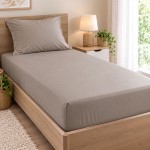 Drap housse Coton percale 80 fils 90 x 190 x 30 cm  - Cendre