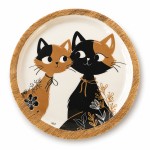 Coupelle chats en bois de manguier et r�sine 15 cm
