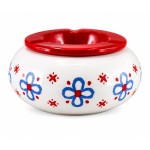 Cendrier Marocain en C�ramique Fleurs Bleues et Rouges