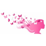 Sticker mural Vent de papillons rose 20 x 70 cm