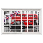 Sticker trompe-l��il London Bus fen�tre Londres 50 x 70 cm