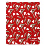 Plaid polaire maman d'amour motif tulipes rouges