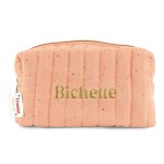 Trousse de toilette bichette en gaze de coton rose p�che