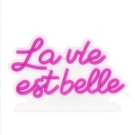Lampe LED effet n�on La vie est belle rose USB