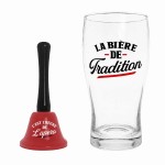Coffret verre � bi�re et clochette
