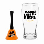 Coffret verre � bi�re et clochette