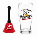 Coffret verre � bi�re et clochette