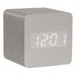 Petit rveil cube LED en bois lasur