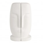 Serre livres visage en rsine blanche