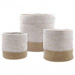 Lot 3 Paniers ou Cache-pots Vanua Naturel et Blanc