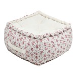 Coussin de sol Ginny cru avec petites fleurs roses