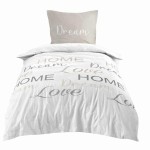 Parure housse de couette Home Love beige 140x200 cm