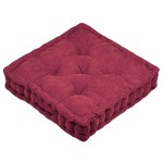 Coussin de sol velours c�tel� Dandy bordeaux 43 x 43 cm