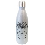 Bouteille isotherme  paillettes argentes chat