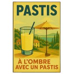 Plaque en mtal Pastis,  lombre avec un pastis  30,5 x 20 cm