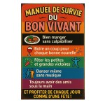 Plaque mtal Manuel de survie du Bon Vivant  30,5 x 20 cm