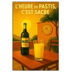 Plaque en mtal Pastis, lheure du pastis cest sacr