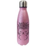 Bouteille isotherme  paillettes roses chat