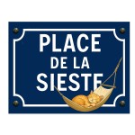 Plaque mtal place de la sieste  chat