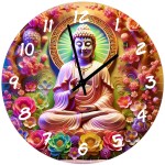 Horloge en verre Bouddha Flowers
