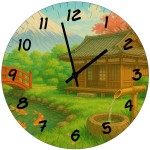 Horloge murale ronde  Jardin japonais & Mont Fuji   29 cm