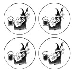 Set de 4 dessous de verres ne corse  Blanc et noir   9,5 cm