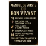 Plaque mtal Manuel de survie du Bon Vivant  30,5 x 20 cm