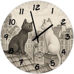 Horloge ronde en verre Chats de Paris
