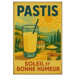 Plaque en mtal Pastis, soleil et bonne humeur  30,5 x 20 cm