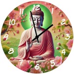 Horloge en verre Bouddha Mudra  Fleurs de cerisier