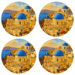 Set de 4 dessous de verres Santorin   9,5 cm