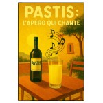 Plaque en mtal Pastis, lapro qui chante  30,5 x 20 cm