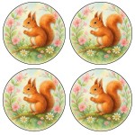Set de 4 dessous-de-verre �cureuil Fleur