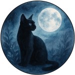 Planche � d�couper ronde en verre Chat noir 30 cm