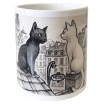 Pot  crayons en cramique  Chats de Paris noir et blanc