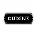 Plaque de porte - Cuisine - en relief et mtal noir et blanc