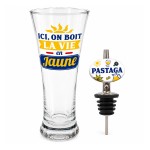 Coffret cadeau pastis La vie en jaune avec verre et bec verseur