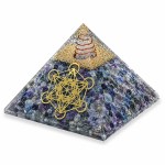 Pyramide Orgonite en Agate Bleue avec Cube de M�tatro