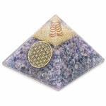 Pyramide Orgonite en Agate Bleue avec Fleur de Vie