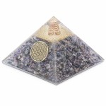 Pyramide Orgonite en Agate Bleue avec Fleur de Vie