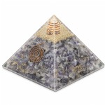 Pyramide Orgonite en Agate Bleue avec spirale cuivre