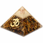 Pyramide Orgonite �il de Tigre avec symbole AUM