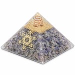 Pyramide Orgonite en Agate Bleue avec Cube de M�tatron
