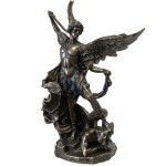 Figurine Saint Michel en bronze coul  froid 23 cm