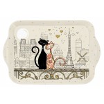 Mini plateau chats amoureux � Paris en m�lamine 20,8 cm