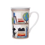 Tisanire en Porcelaine  Chaton dans la Bibliothque