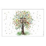 Set de table couple de chouettes dans un arbre